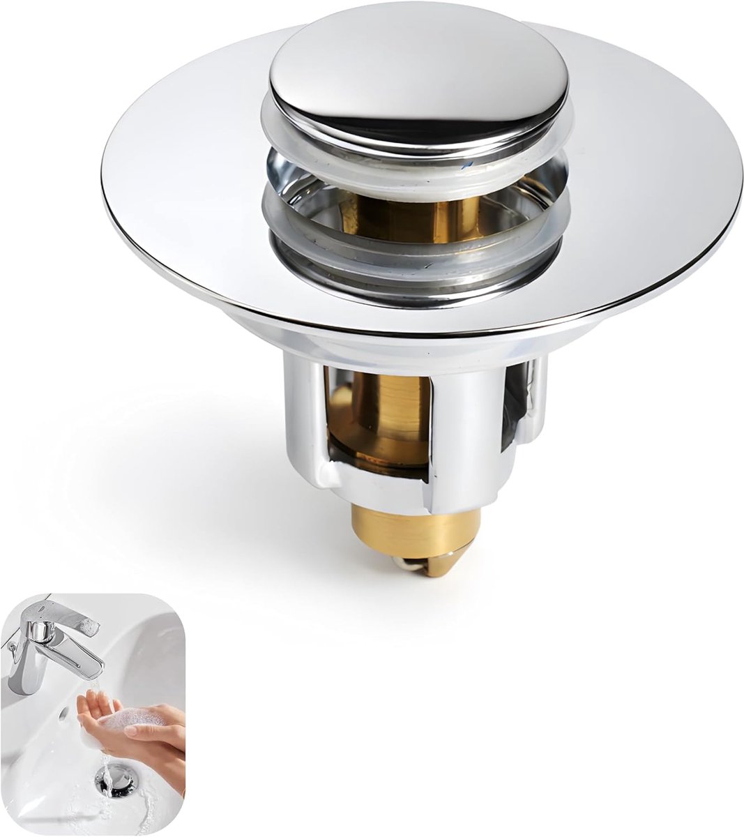 Pop Up Afvoerstopper 25-46mm - Universaal met 3 Rubber Ringen - Antiklap en Antiverlies - ShopVlot