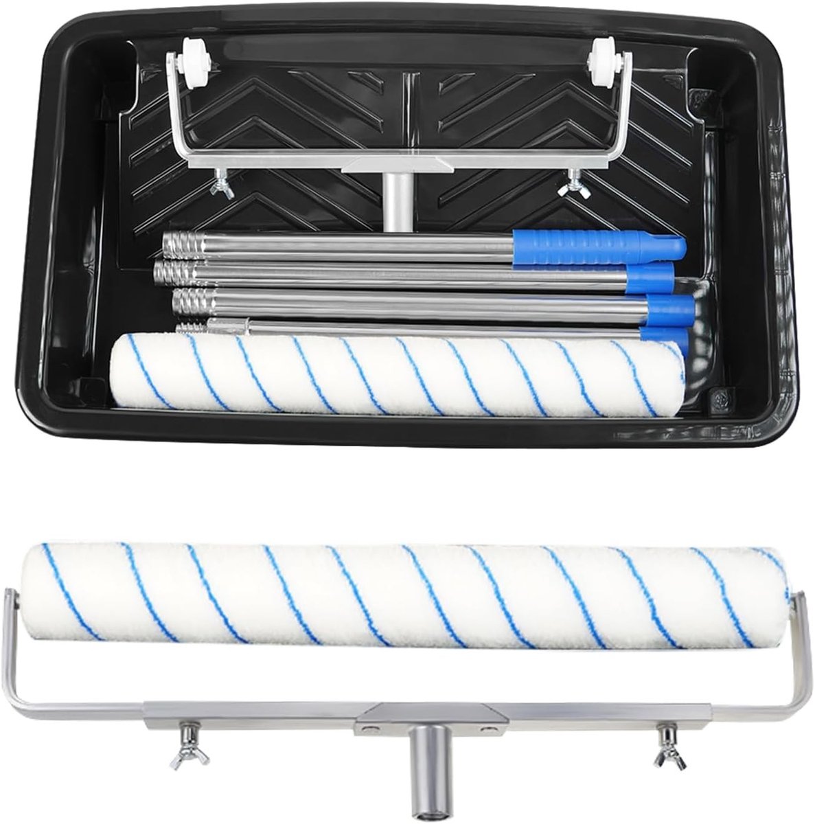 Complete verfroller set met verfrollers en trays, inclusief 2 stuks 18 inch verfrollerhoezen voor een perfect resultaat