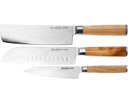 Eden Sugoi Olive Messenset 3-delig - Santoku, Nakiri & Universeelmes
