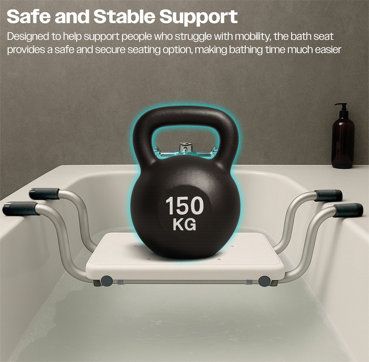 Aidapt Verstelbaar hangend badzitje 73-83 cm- Verstelbaar 73-83 cm – tot 150 kg