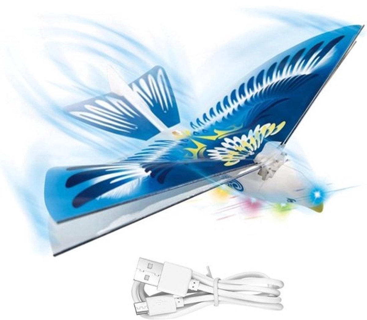 Vliegend vogelspeelgoed - Elektrische vogel - Buiten spelen - Realistische vleugels - 27 cm - Blauw