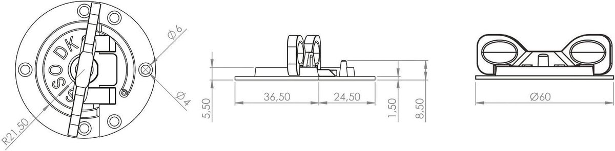 Draai-handvatten tafelverbinder Ø 61 mm - staal messing - schroefbevestiging - stevig verbinden van tafelbladen - ShopVlot