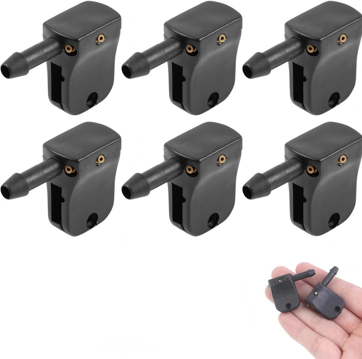 Zwarte Windshield Nozzles, 3 Pairs - Universele Ruitensproeiers voor Diverse Voertuigen, Duurzame Vervangingen voor Optimaal Zicht