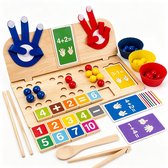 Rekenbord - Montessori Speelgoed - Rekenen - Montessori Houten Activiteitenbord & Rekenspel - Educatief Speelgoed - Telspeelgoed met houten kralen, cijferblokken en vinger tellen - Fijne Motoriek Trainen - Sorteerspel – vanaf 3 Jaar