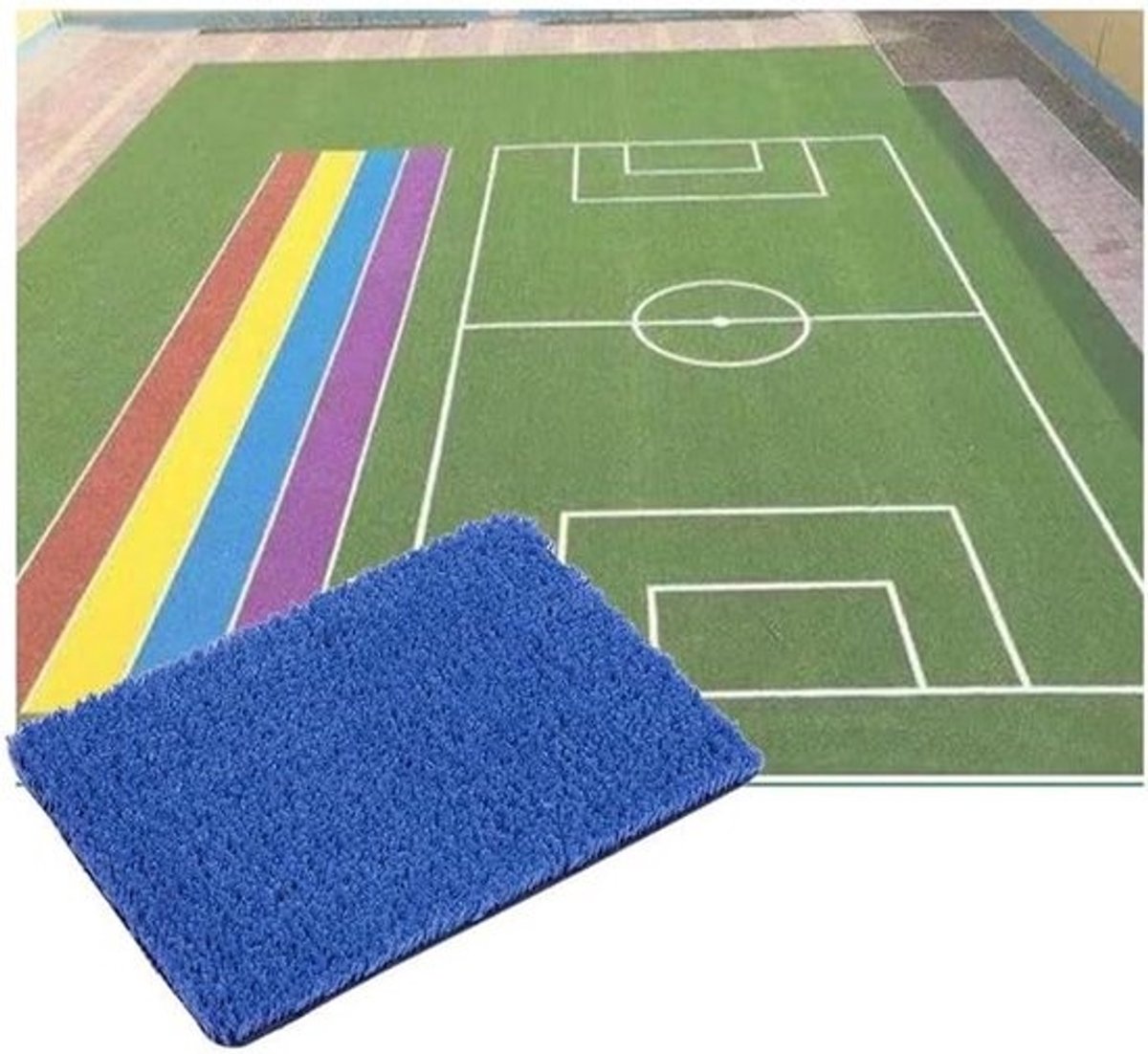 Kunstgrasrol - Nepgazontapijt - Balkondecoratie - Met drainagegaten - 05 x 16 m - Blauw