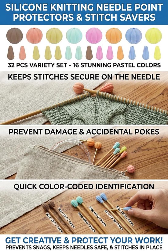 Siliconen Pompoen en Druppel Stitch Stoppers - 48 Stuks in Diverse Kleuren voor Breien en Creatieve DIY Projecten — afbeelding 4