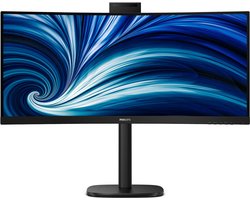 Philips 34B2U3600CH - 34 inch Ultrawide Curved QHD Business Monitor - USB-C 90W - RJ45 - Webcam - 120Hz - 5 jaar garantie