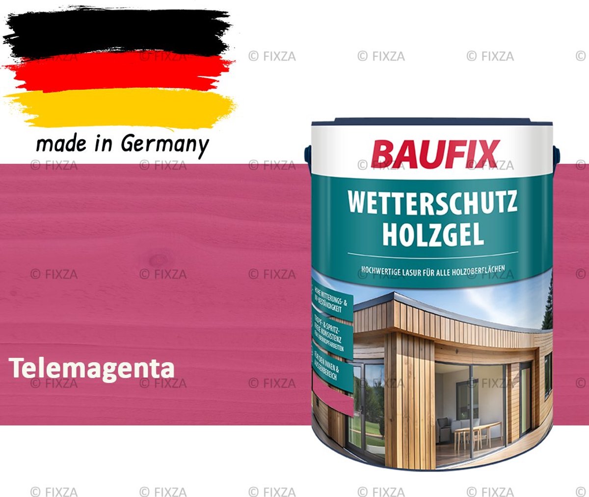 BAUFIX Buitenbeits – Telemagenta – Zijdeglans – 5 Liter – Voor Schutting, Tuinhuis & Blokhut – UV- & Weerbestendig