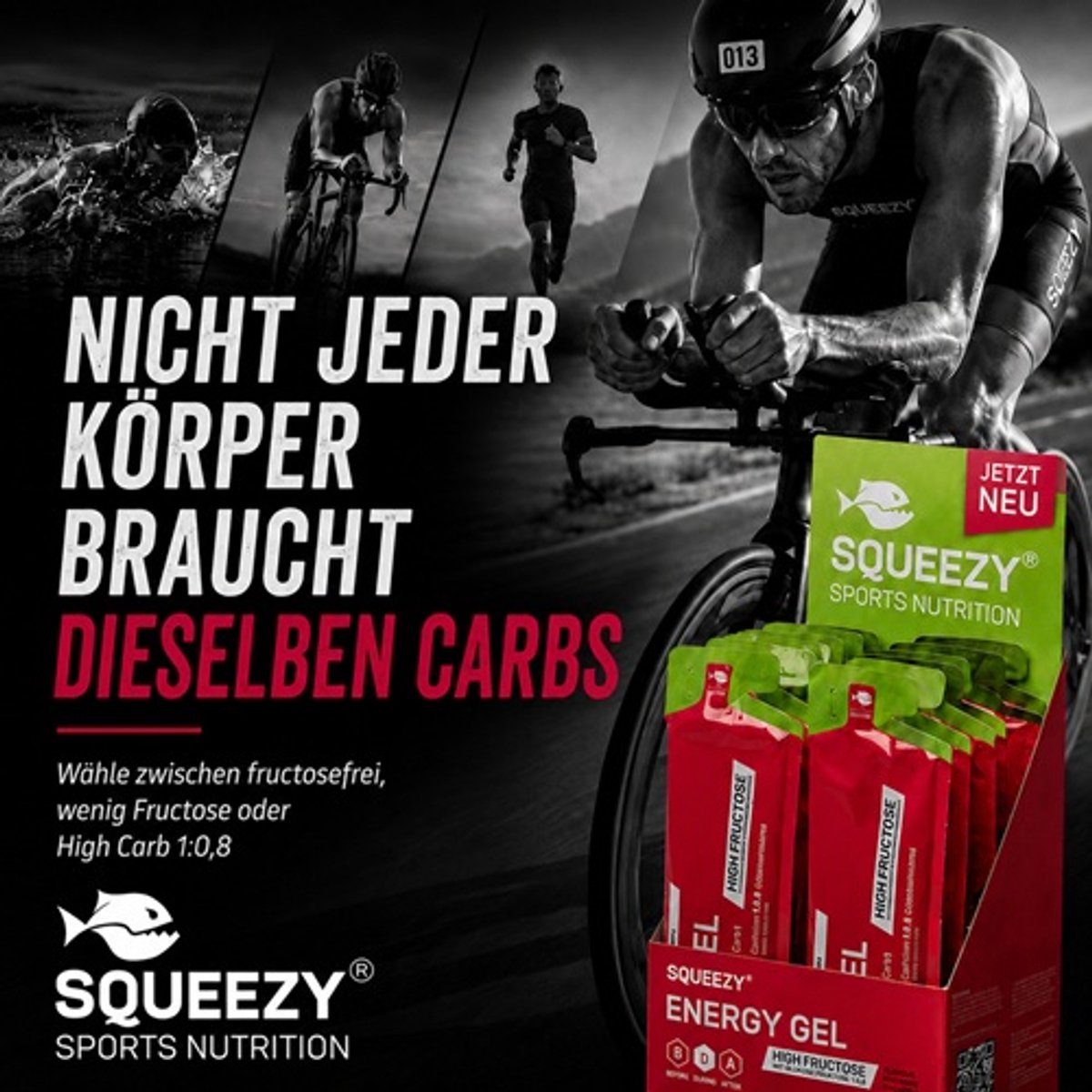 Squeezy Energy Gel High Fructose Pineapple 1 : 0,8 Maltodextrine Fructose verhouding Sport 40g koolhydraten per gel- 12x67g