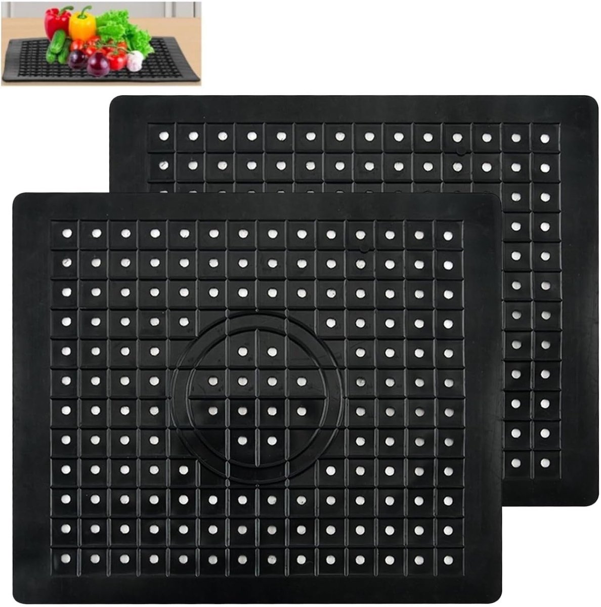 Spoelmat Set - Afdruipmat Gootsteen - Keuken Beschermen - Hittebestendig Inklapbaar - 2 stuks 31x26cm - Zwart
