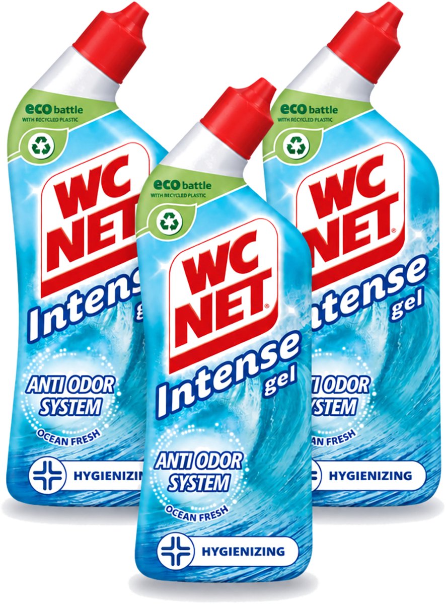 3 x WC Net - Toiletreiniger - Gel - Ocean Fresh - Verwijderd Geuren - 750 ml - Voordeelverpakking - 3 stuks
