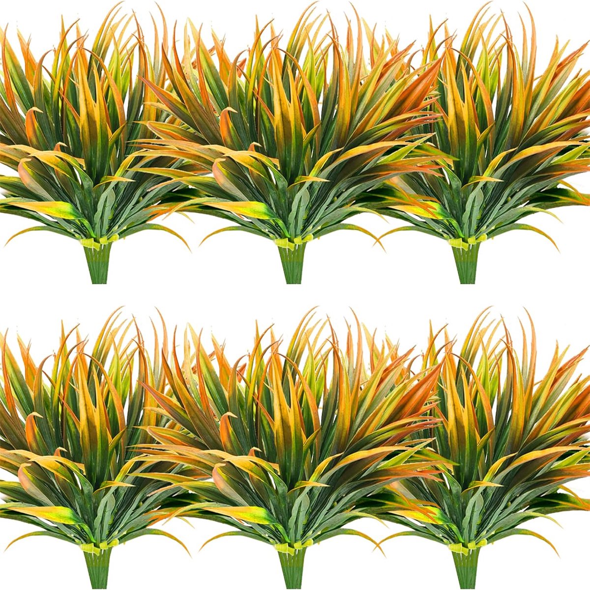 Flintry 16 stuks kunstplanten voor buiten, UV-bestendig, hoge kunstgrasplanten, kunst tropische bloemen, plastic groenstruiken voor huis, tuin, patio, pad, veranda, raamdecoratie, Geel 16 stuks Geel