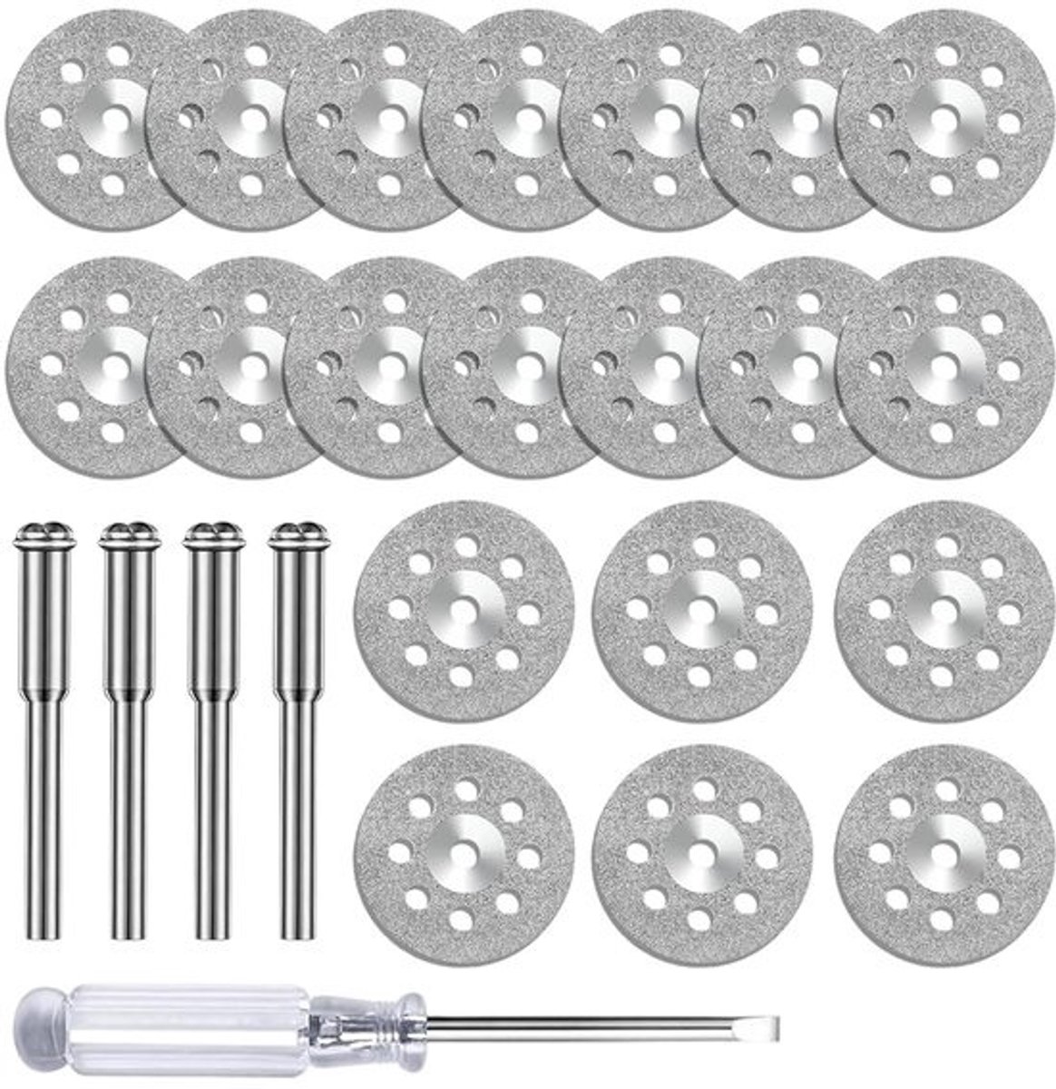Diamant-doorslijpschijven - Set snijschijven - Voor nauwkeurig snijden - Geperforeerd ontwerp - 22 mm schijven - 3 mm doorn