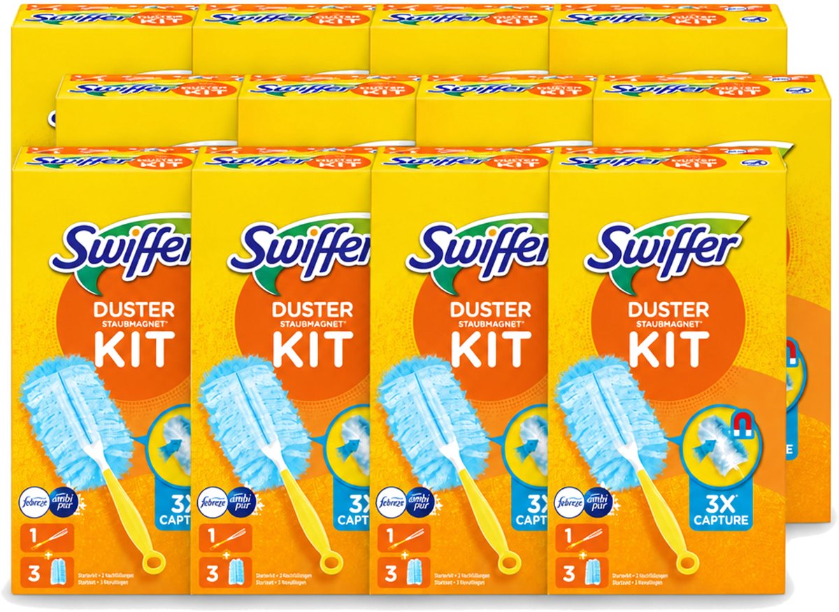 12 x Swiffer – Starterkit + 3 Navullingen – Met Febreze - Voordeelverpakking - 12 stuks