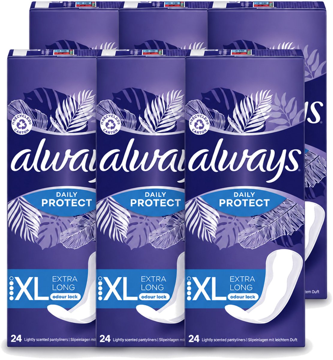 6 x Always – Inlegkruisjes – Extra Long – 24 Inlegkruisjes - Voordeelverpakking - 6 stuks