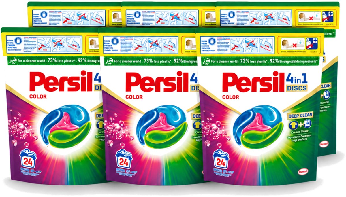 6 x Persil - Wasmiddelcapsules - 4-In-1 Discs - Gekleurde Was - 24 Wasbeurten - Voordeelverpakking - 6 stuks