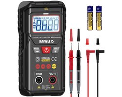 KAIWEETS KM200s Slimme Digitale Multimeter, 4000 counts True RMS, 600V AC/DC-spanning, weerstands- en doorgangstest, automatisch/handmatig bereik, NCV-detectie, LCD met achtergrondverlichting, ingebouwde zaklamp, CAT II 600V
