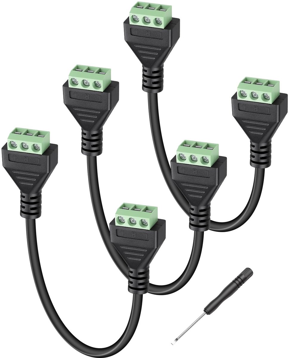3-pins naar 3-pins soldeervrije klemadapterkabel, 3 stuks, 30 cm - ShopVlot