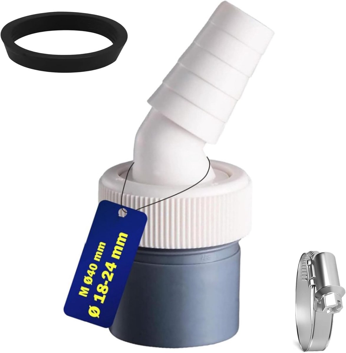 Adapter for drain machine and drain hose, dishwasher with outlet for hose 40 mm and input 18-24 mm, for connecting - ShopVlot