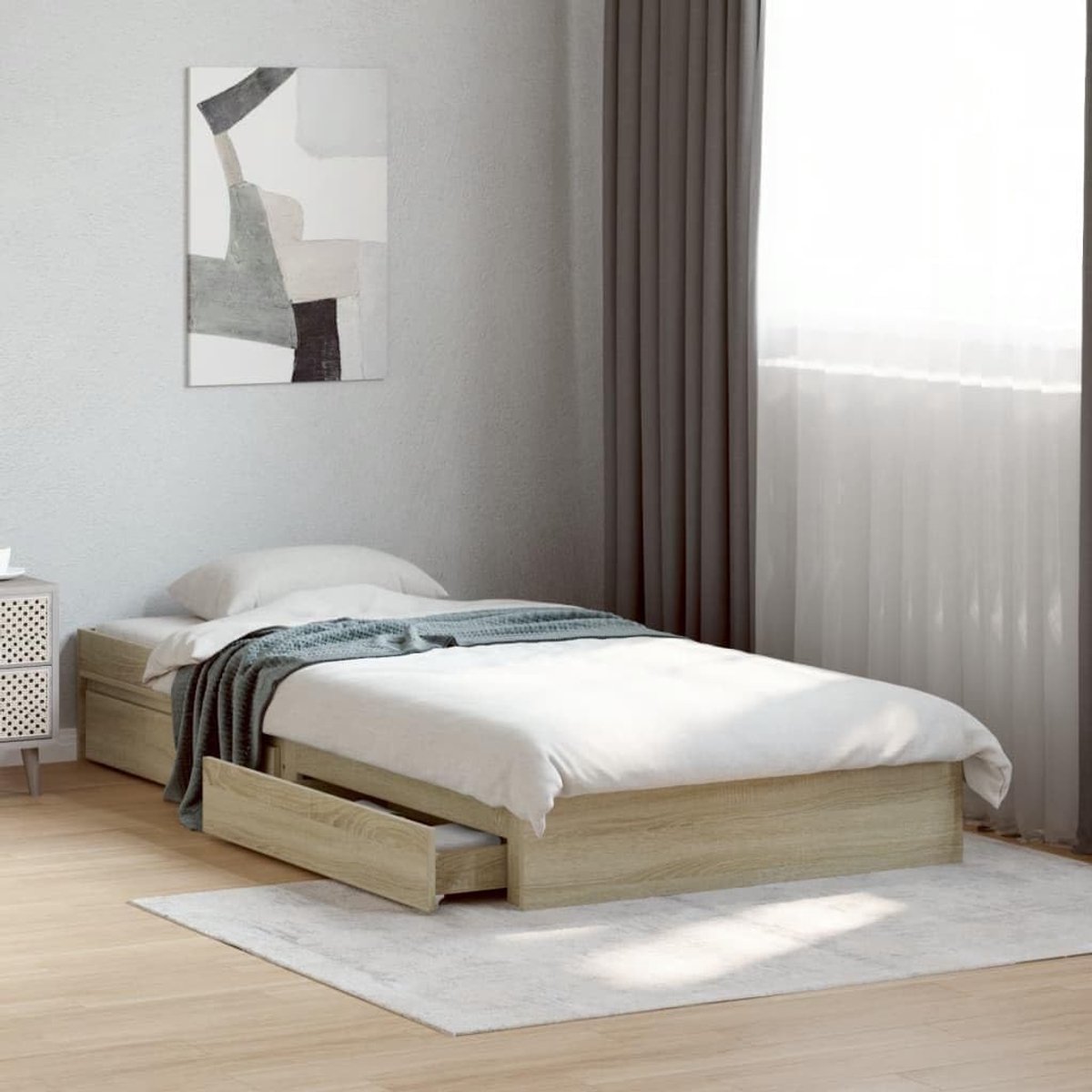 Hout met lades Modern opbergbed Sonoma eiken 100x200 cm