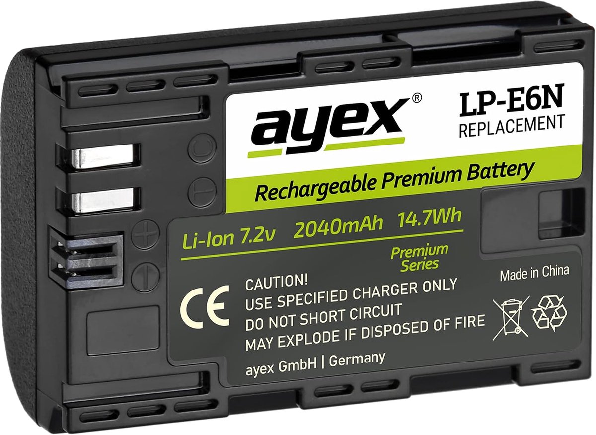 LP-E6N batterij 2040mAh - krachtige Li-ion cellen - compatibel met Canon camera's - lange gebruiksduur - ShopVlot
