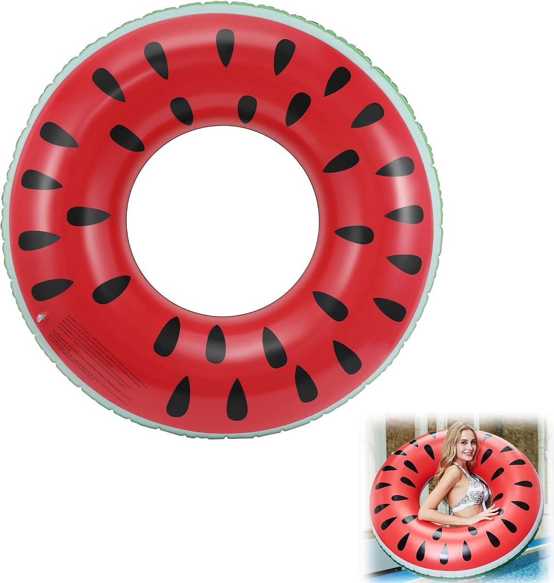 Adult Swimming Ring Inflatable Swimming Ring 120cm Melon Swimming Ring for Swimming Fun Summer Pool Beach Party Water - ShopVlot