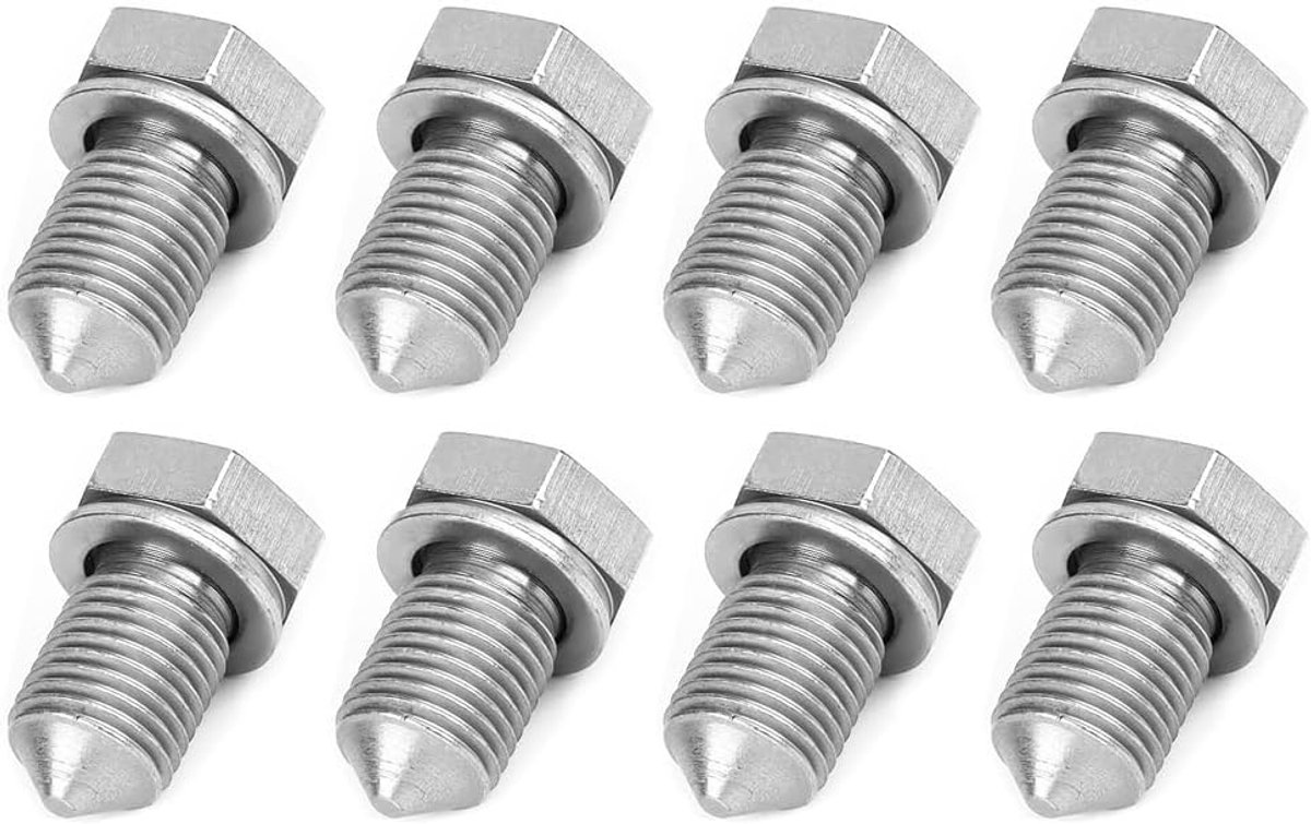 Anlising Threaded Oil Exhaust Plug, 8 Pieces Oil Drain Plugs with Sealing Ring, M14 x 1.5cm Drain Bolt Housing - ShopVlot