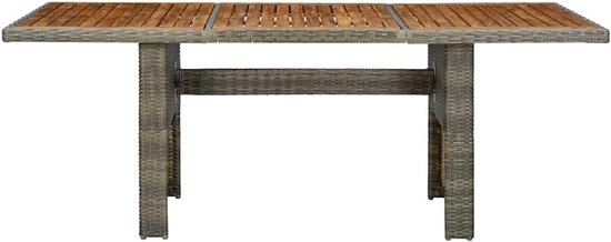 Polyrotan tuintafel met massief acaciahout, bruin, stabiel gepoedercoat stalen frame, onderhoudsvriendelijk PE-rotan, moderne eettafel voor buiten — afbeelding 5