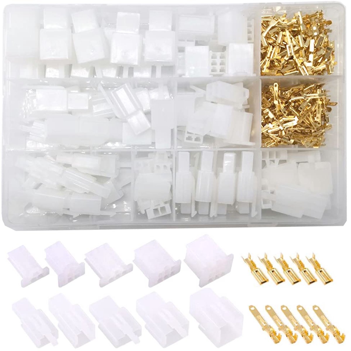 380Pcs Cable Plug Connectors 2.8mm Pitch 2 3 4 6 Pin Male & Female Flat Plug-in Sleeves Set for Car, Motorcycle - ShopVlot