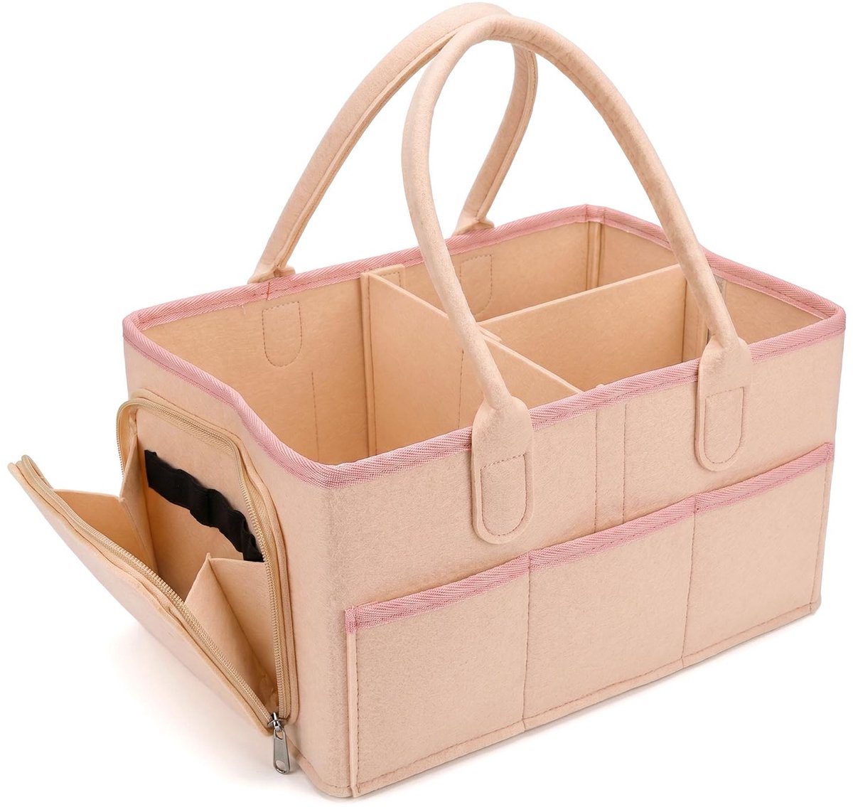 Luiertafel organizer 36x23x18 cm - beige - praktisch ontwerp - houdt babyspullen geordend - ShopVlot