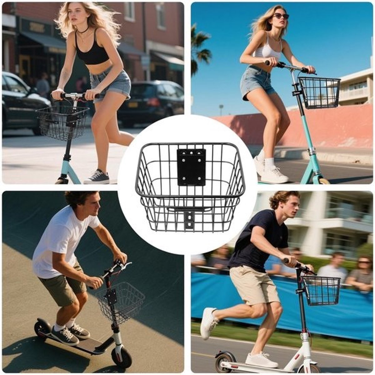 Fietsmand - Voordrager mand - Voor fietsopslag - Afneembaar ontwerp - 23 x 275 x 18 cm - Meerkleurig