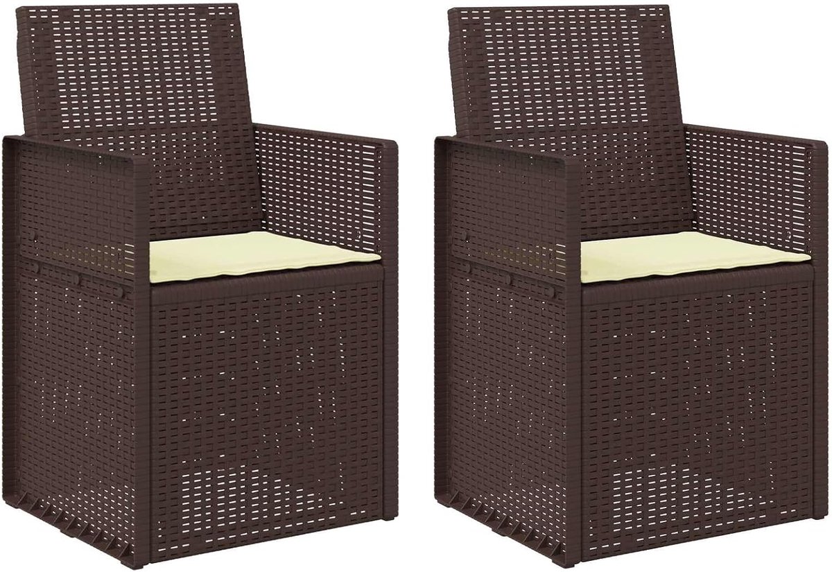 Eetkamerstoelen 2 stuks bruin crème