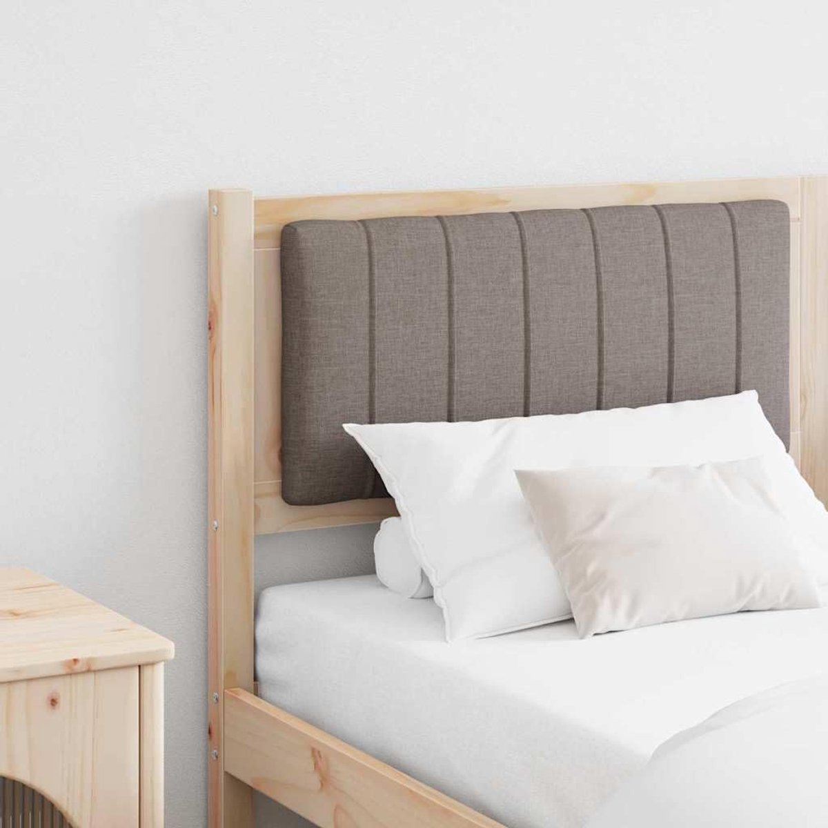Hoofdeinde bruin 160 cm, modern hoofdeinde voor de slaapkamer van massief grenenhout, bekleed met polyester, met achterpaneel, rechte lijnen, eenvoudige reiniging