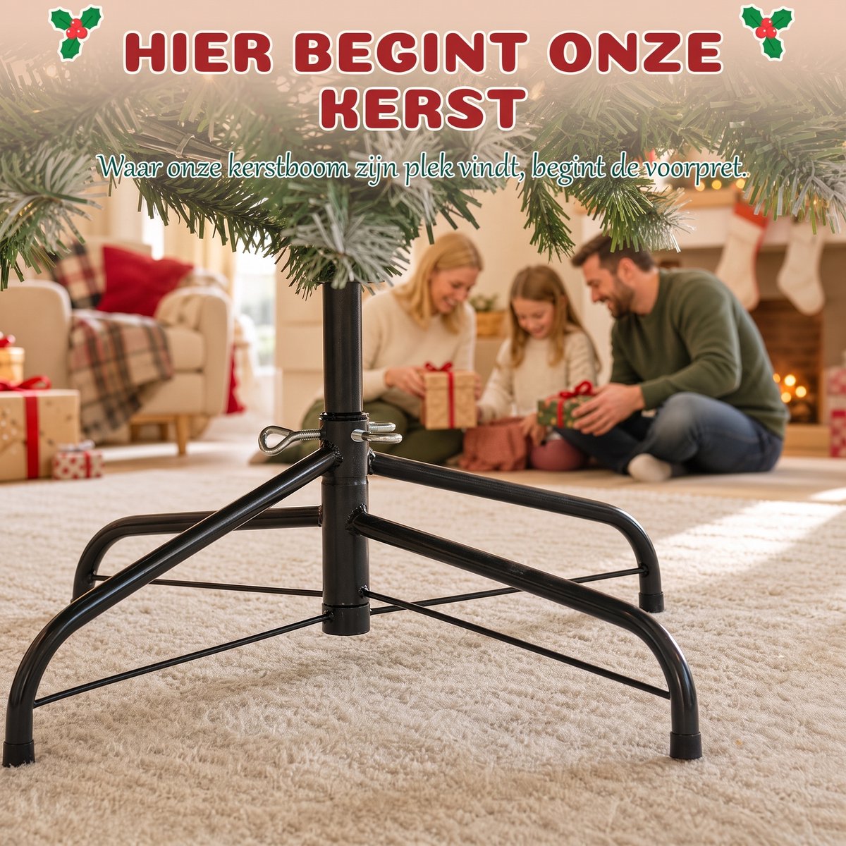 Arvioo - Kerstboom - Groen met sneeuw - 210cm - Met dennenappels – foto 2