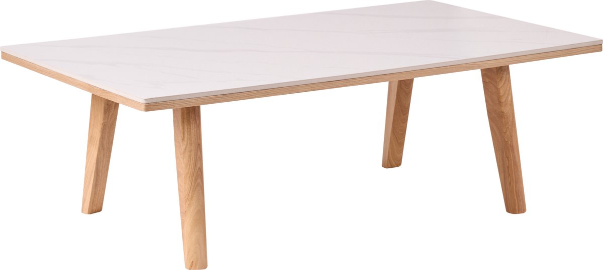 Beliani WALKER - Salontafel - Wit/Bruin - Rubberhout