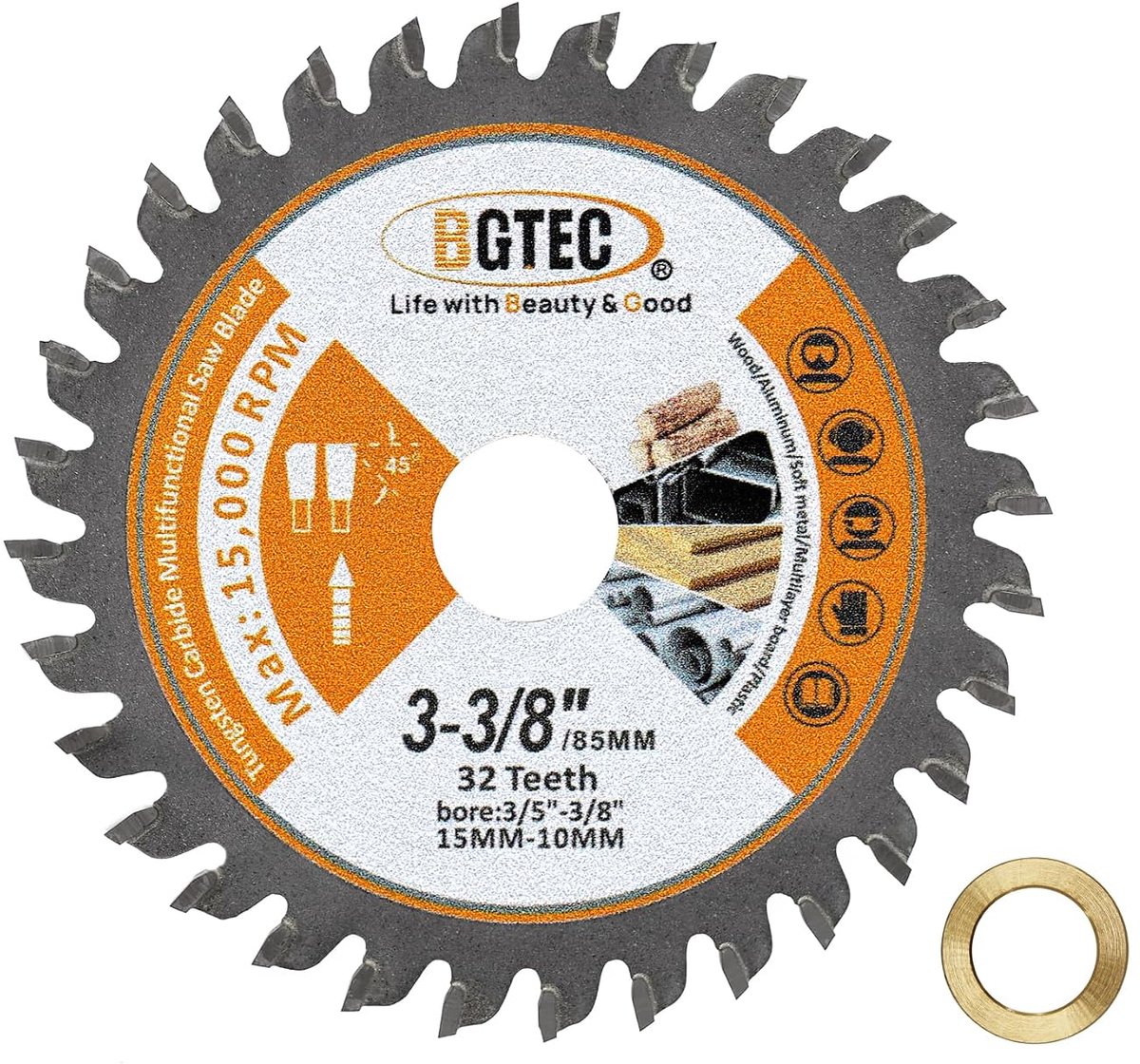 TCT zaagblad 85 mm - multifunctioneel - 32 tanden - ideaal voor hout en kunststof - ShopVlot
