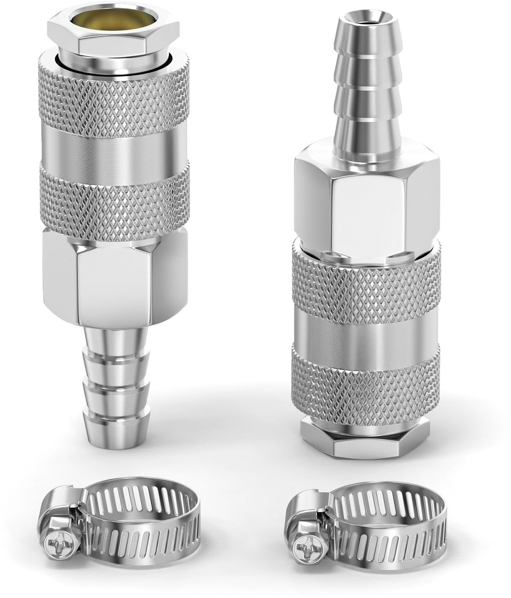 ERGAOBOY 2 stuks mannelijke industriële lucht koppeling met 10 mm slang Barb, stroom snel verbinding maken met lucht - ShopVlot