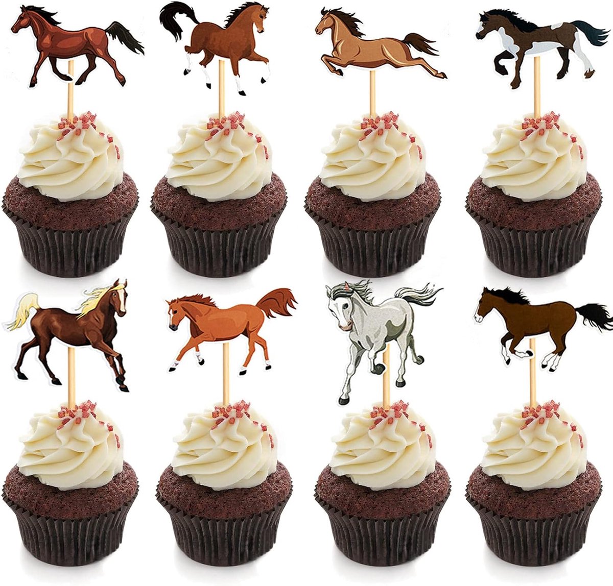 Pferde Geburtstagsdeko,16 Stück Tortendeko Pferd,Cupcake Topper Pferd Kuchendeckel,für Kindergeburtstag Party Pferd - ShopVlot
