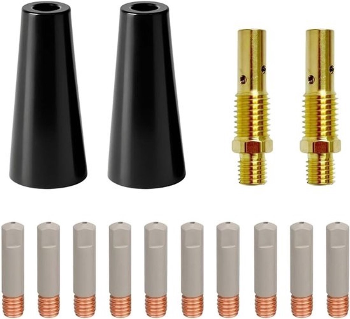 Set mondstukken - Vervangende lassdoppen - Voor gasloos lassen - Met antikleeflaag - 14-delig
