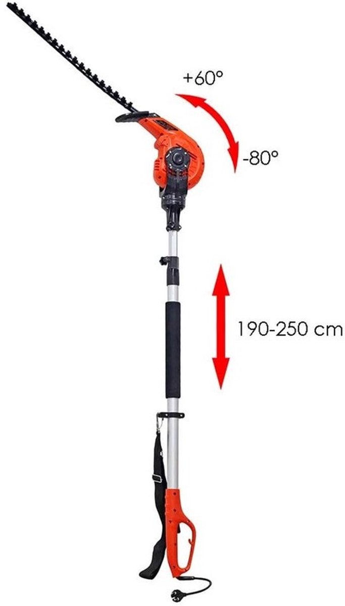 Elektrische heggenschaar met lange arm - Telescopisch tot 250 cm - Krachtige 450 W met 49 cm snoeiblad — afbeelding 2