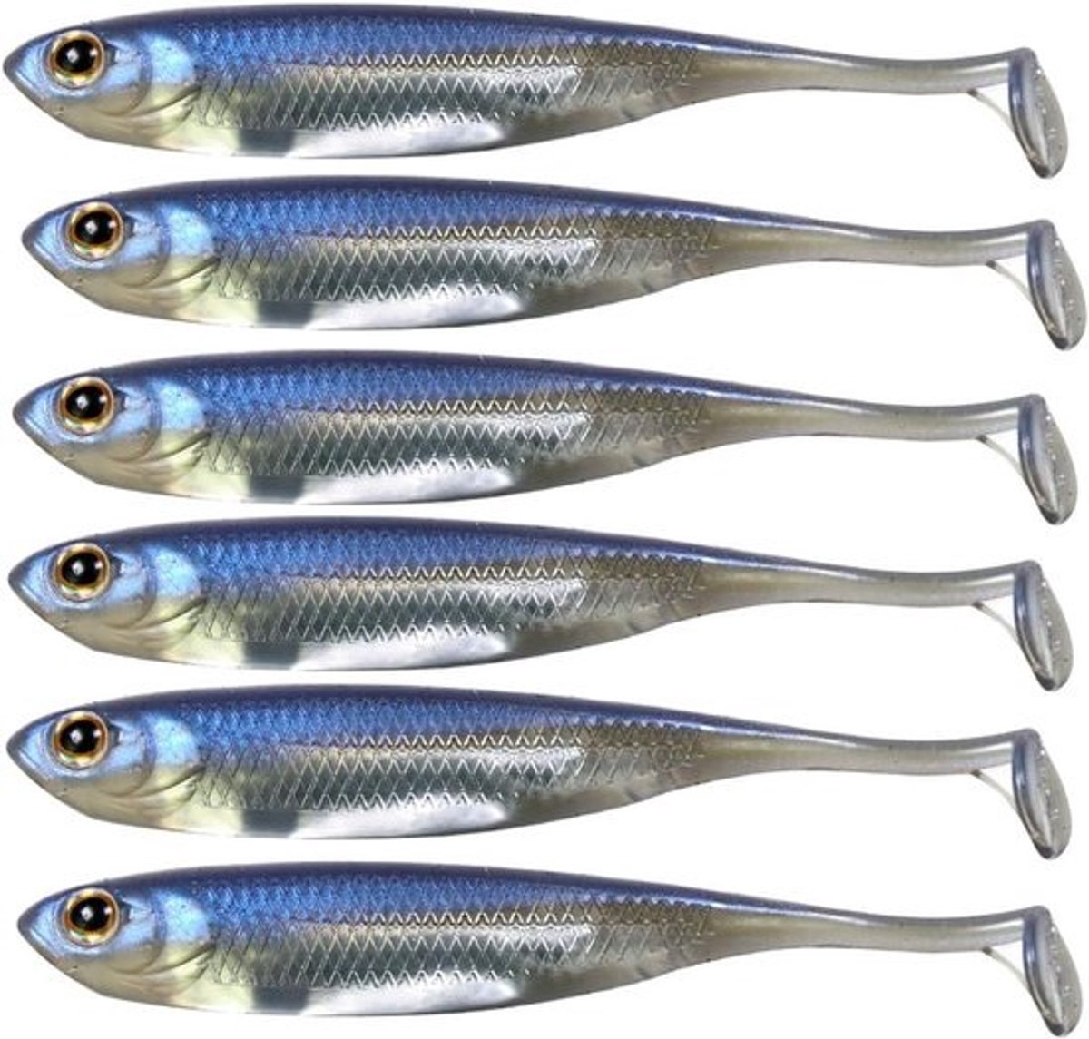 Zacht Rubberen Kunstaas - Vis Lokaas - Vissen Op Snoekbaars - Levensechte Zwemactie - 7cm 6 Stuks - Kleur 1