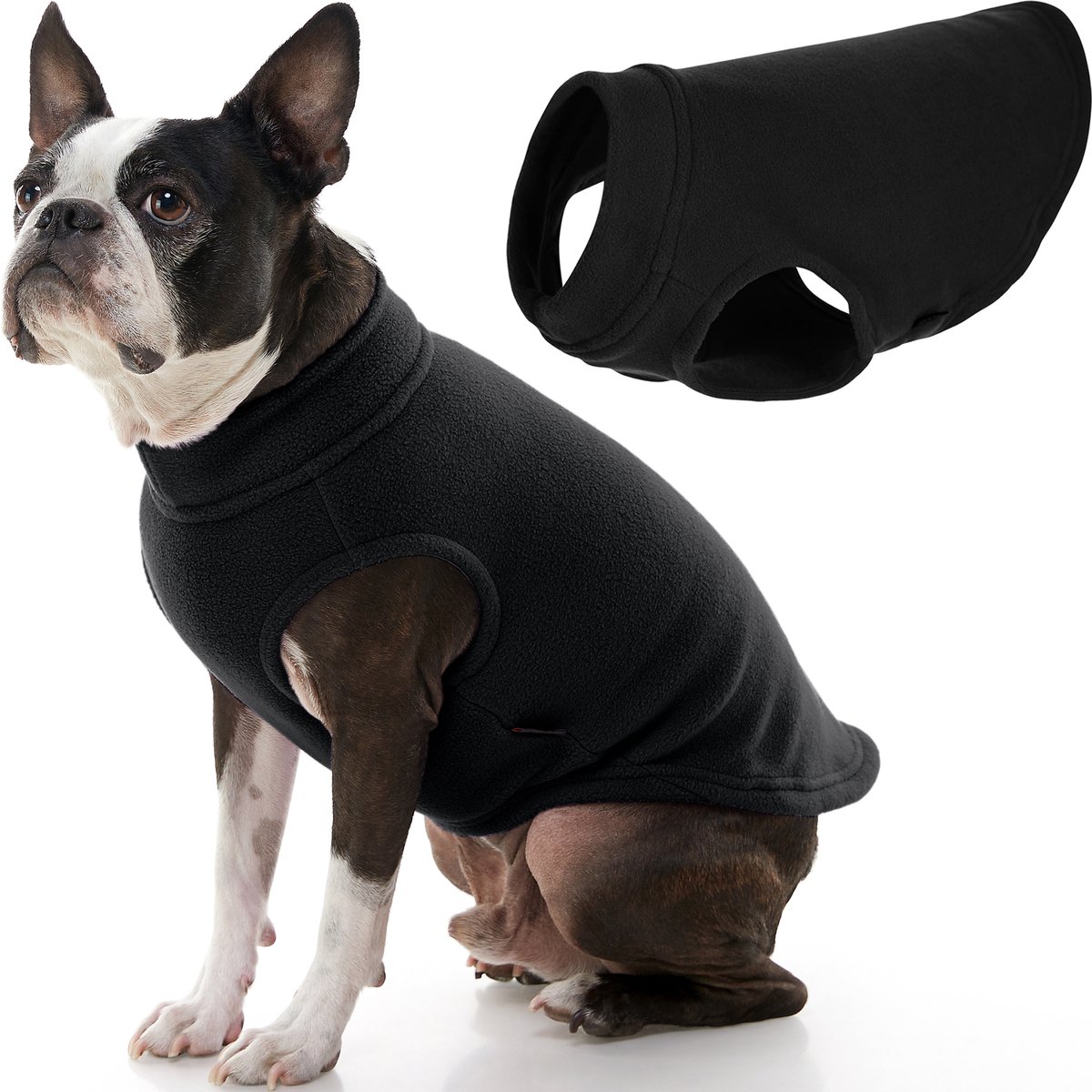 Gooby Stretch Fleece Vest Hondenjas - Warme hondentrui voor kleine honden - Zwart - Medium