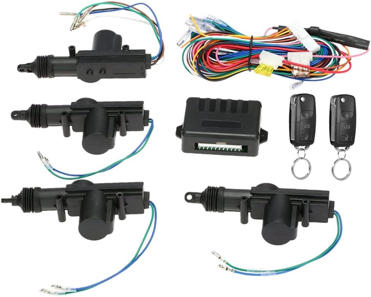 Shkalacar 12V Universal Central Locking Kit for Car Door Lock, Car Door Lock, Keyless Access System with 2 Remote - ShopVlot