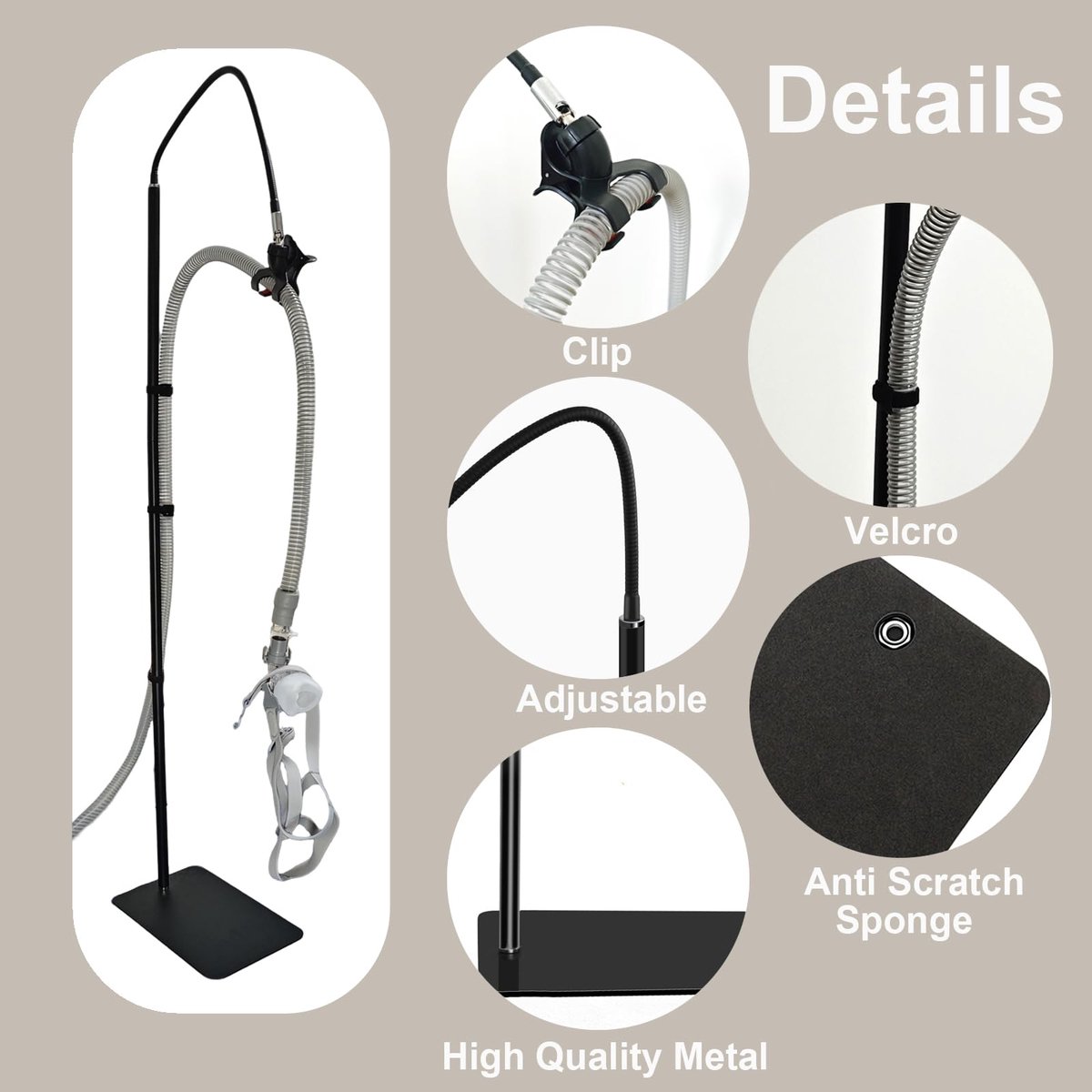 CPAP Slanghouder, [ met Slang Hanger ], CPAP accessoires voor slanghouder, Verstelbare Hoogte, Hoek, Metalen Materiaal - ShopVlot