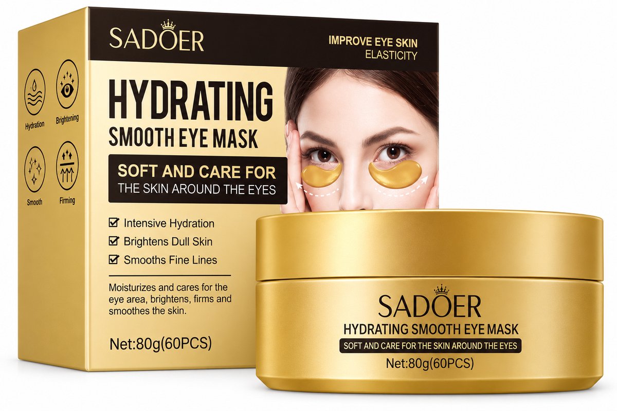 SADOER Oogmasker Oogpatches – 60 Stuks | Hydraterend | Voor Donkere Kringen & Wallen | Eye Patches | Verzorging Oogcontour | Anti-Aging Look