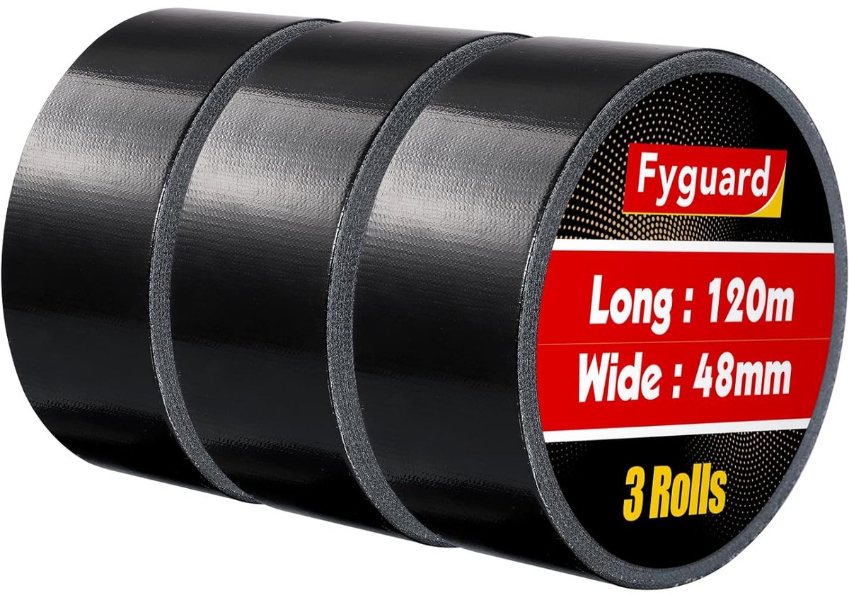 3 Rolls of Armoured Tape Black 48 mm x 40 m Waterproof Repair Tape Duct Tape 210 μ Armor Tape Weatherproof for - ShopVlot