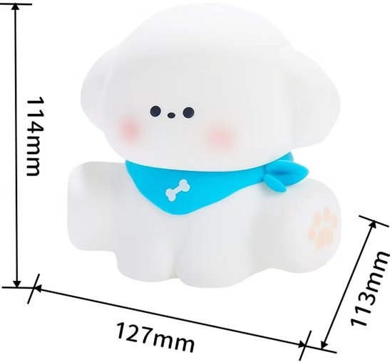 Nachtlampje kinderen – dimbaar nachtlampje, LED nachtlampje in puppyvorm, schattig en oplaadbaar, 3 helderheidsstanden met timer –voor baby's, peuters en kinderkamer — afbeelding 5