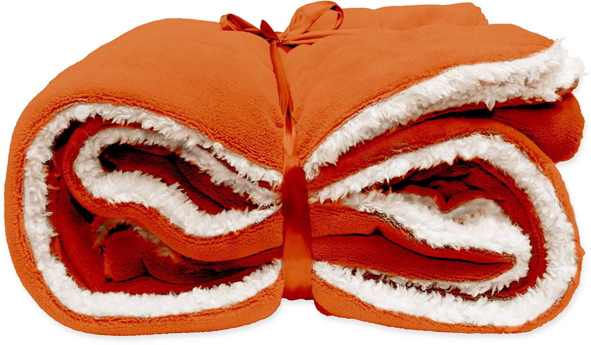 Unique Living Plaid Lars 150x200cm - Orange Flame Oranje