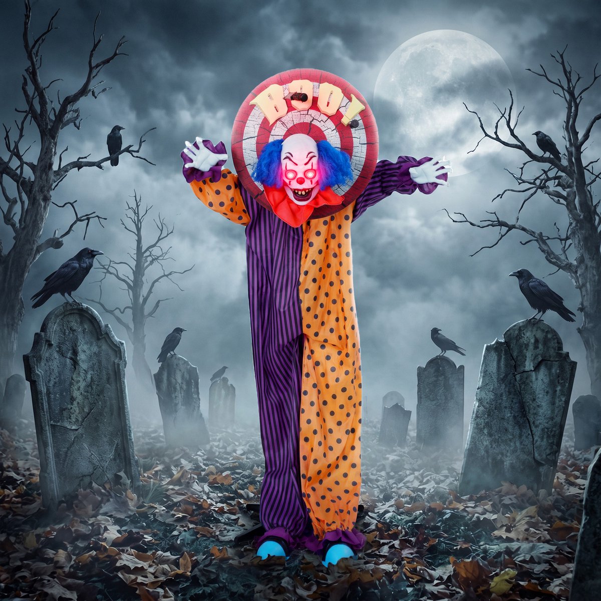 TEKROA® Geanimeerde Halloweenclowndecoratie — Spraak- en aanraakbediening - Elektrische Halloweenfiguur - Feestdecoratievoorwerpen - 167 cm -Halloween - Halloween decoratie - Halloween versiering