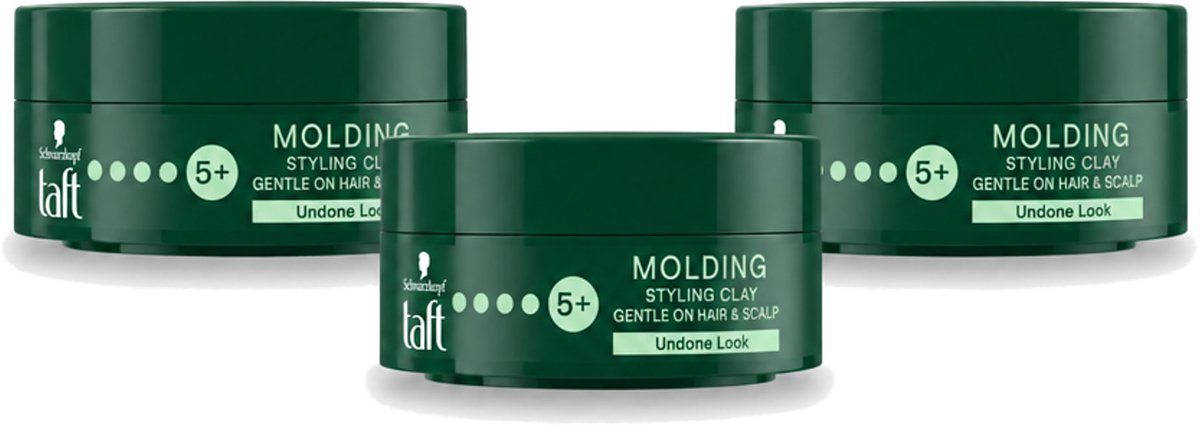 3 x Taft - Molding Styling Clay - Hold 5+ - Vormbare hold - 75 ml - Voordeelverpakking - 3 stuks